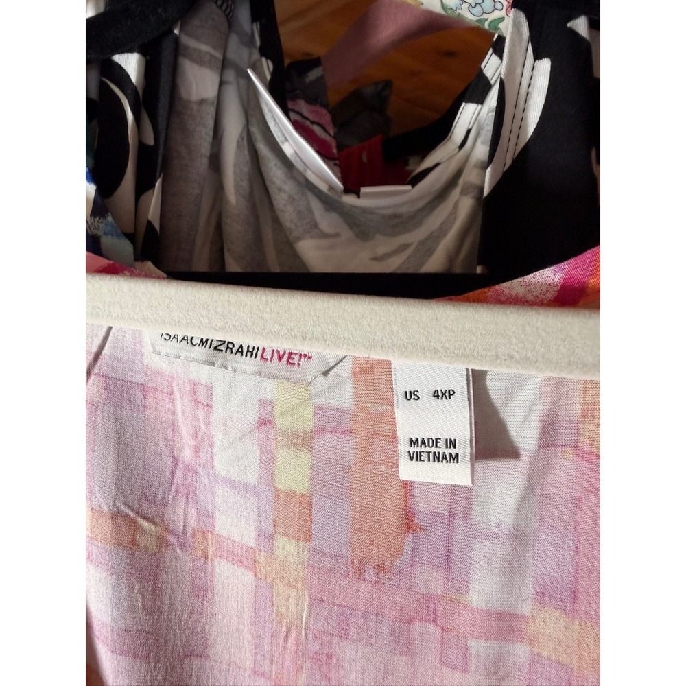 466. Isaac Mizrahi Live Pink  Abstract Geometric Tiered Midi Dress Resort 4XP - Picture 6 of 6